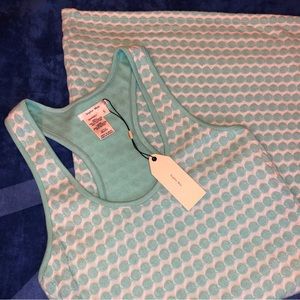 NWT! Sophie Max Studio Mint Green + White Women’s Geo Knit Racerback Dress Sz S